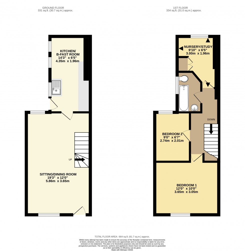 Floorplan for Oakland Terrace, Hartley Wintney